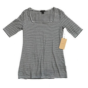 Halogen Black White Square Neck Juliette Stripe Top XS